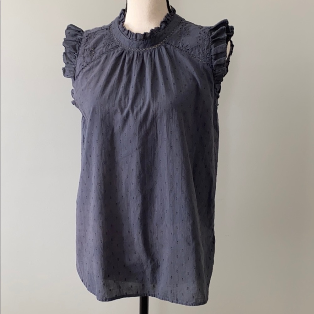 Gray Eyelet Top